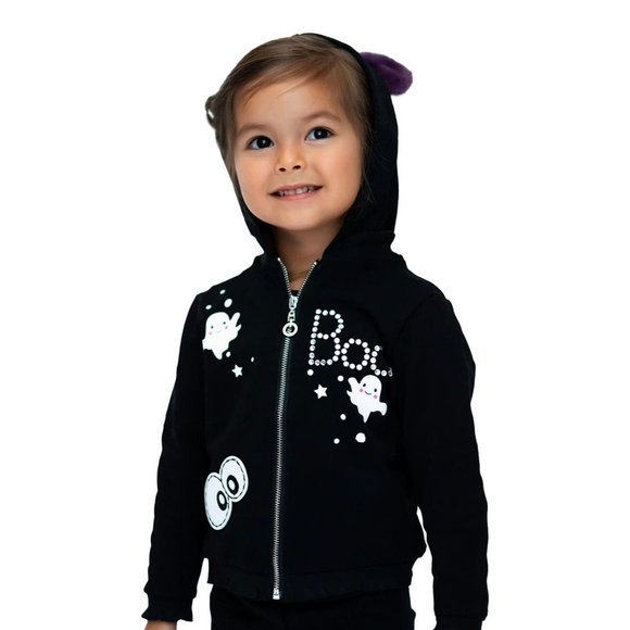 Truly Me Other - Kids Boo Halloween Faux Fur Ears Hoodie NEW WITH TAGS